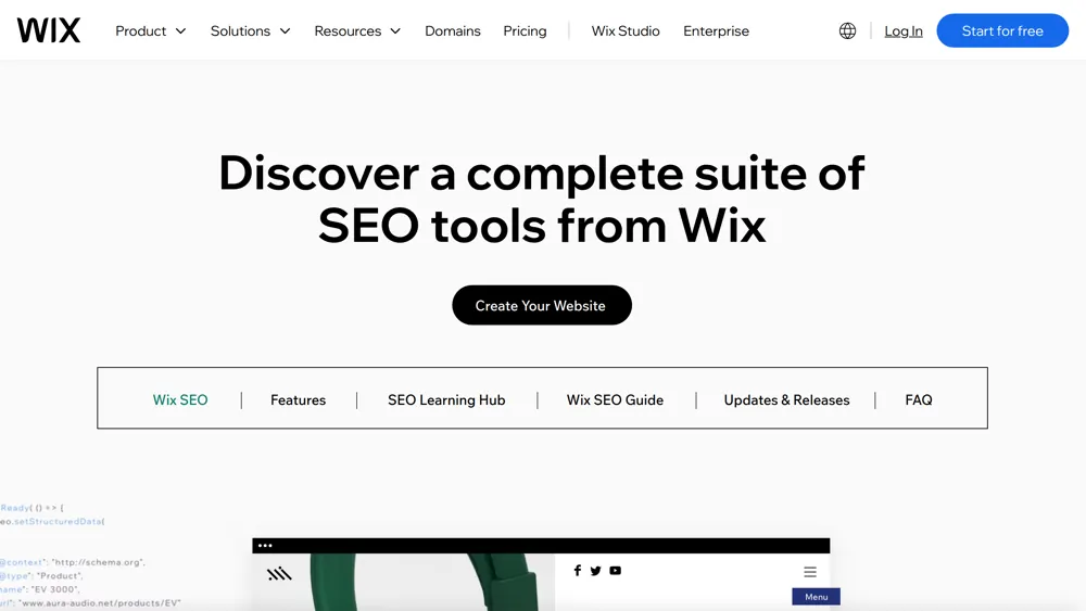 The Wix SEO tools page