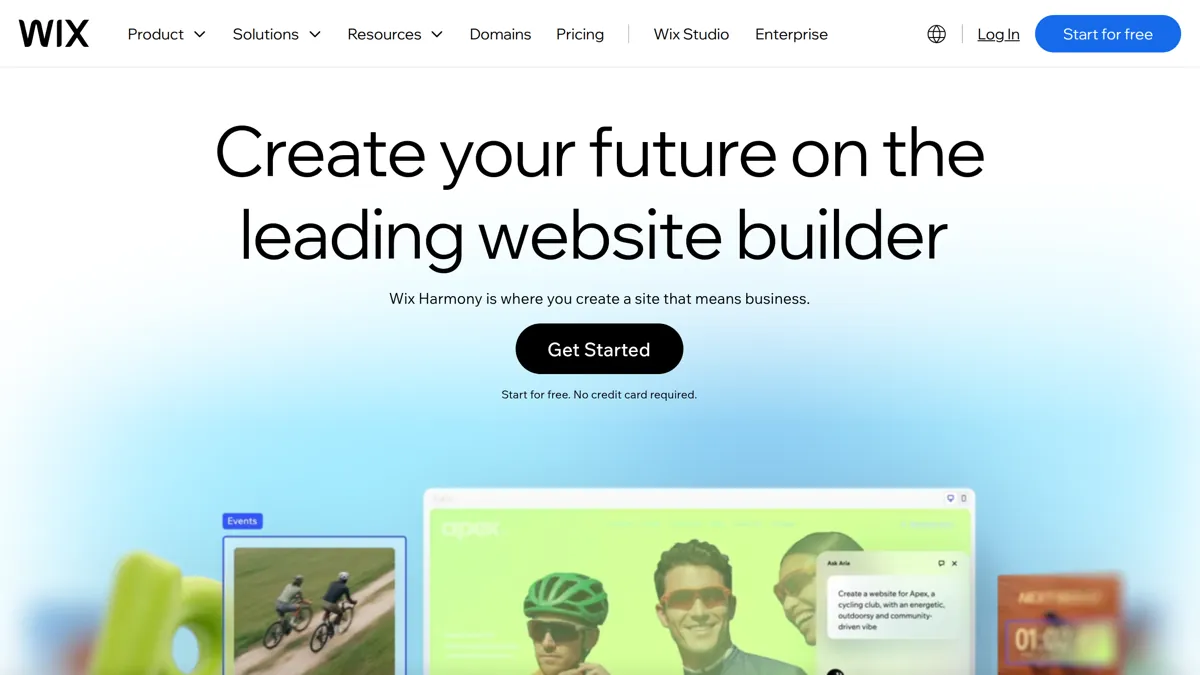 The Wix home page
