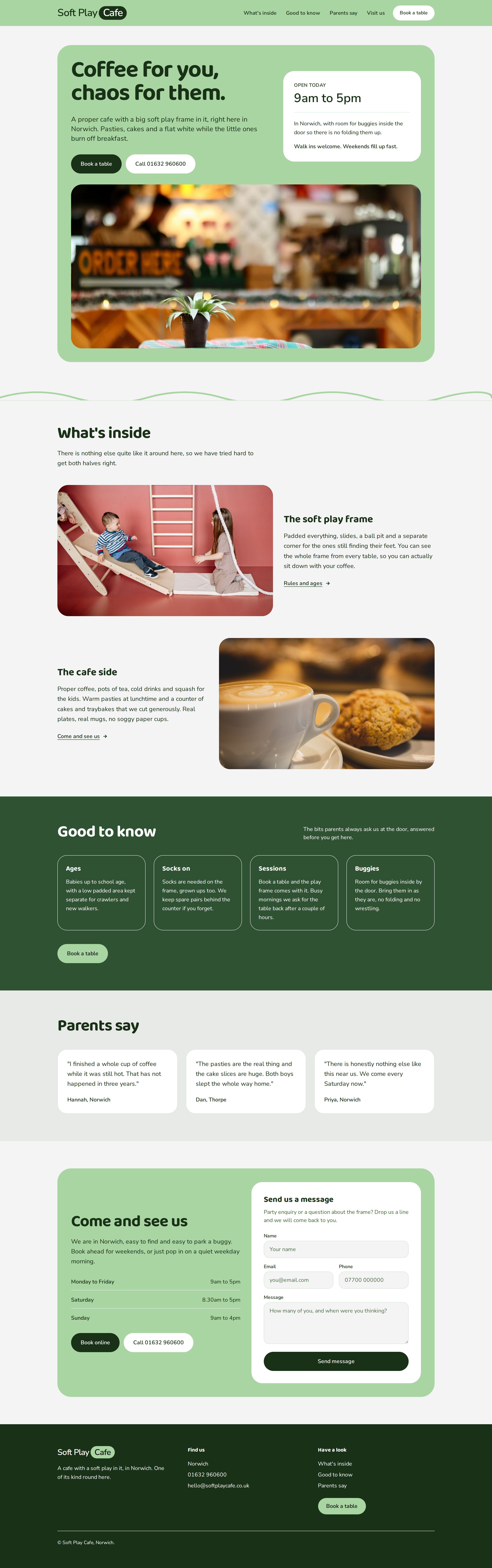 Website preview for Soft Play Cafe
